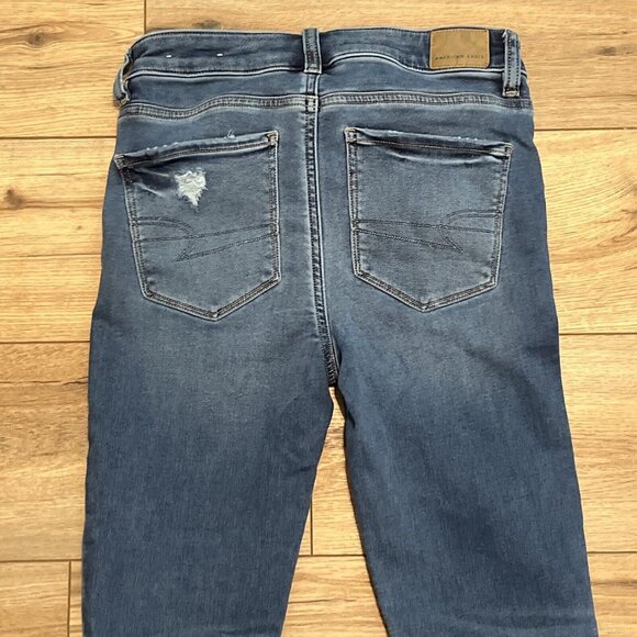 Women's American Eagle Jeans SZ 4 Hi-Rise Jegging Stretch Distressed Denim - Picture 12 of 13